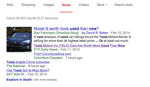 Google search results