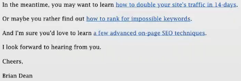 Email example from Brian Dean